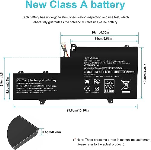 Image of Wefly OM03XL 863280-855 863167-171 Laptop Battery Compatible aFor H /P EliteBook x360 1030 G2 Series Notebook HSTNN-IB7O 863167-1B1 HSN-I04C OM03057XL Laptop Battery