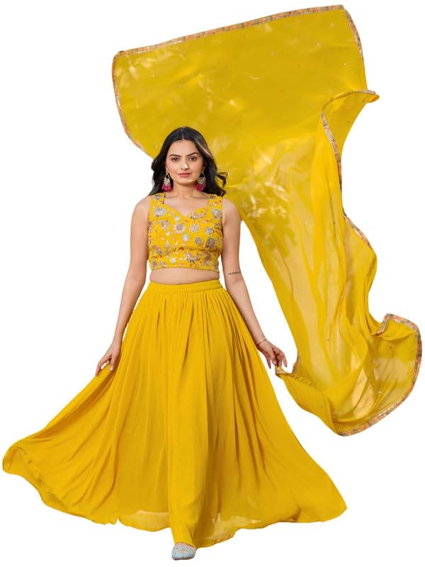 Embroidery Choli With Flared Lehenga And Dupatta-image-32