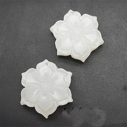 Natural White Jade Flower Pendant Jadeite Necklace Charm Jewellery Fashion Accessories Hand-Carved Luck Amulet Sweater Chain4