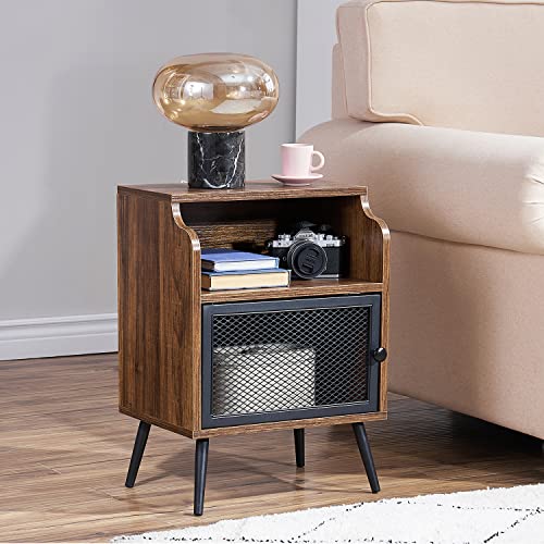 Vecelo Nightstand With Storage Cabinet, End Side Table With Drawer,Night Stand For Home, Bedroom, Living Room, Easy Assembly,Set Of 2,Brown #TOP3