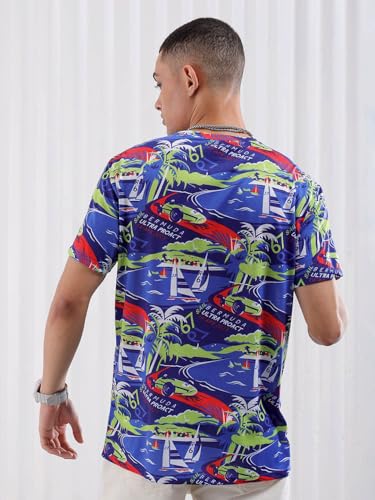 Image of The Indian Garage Co Men Slim Fit Printed Round Neck Tshirt