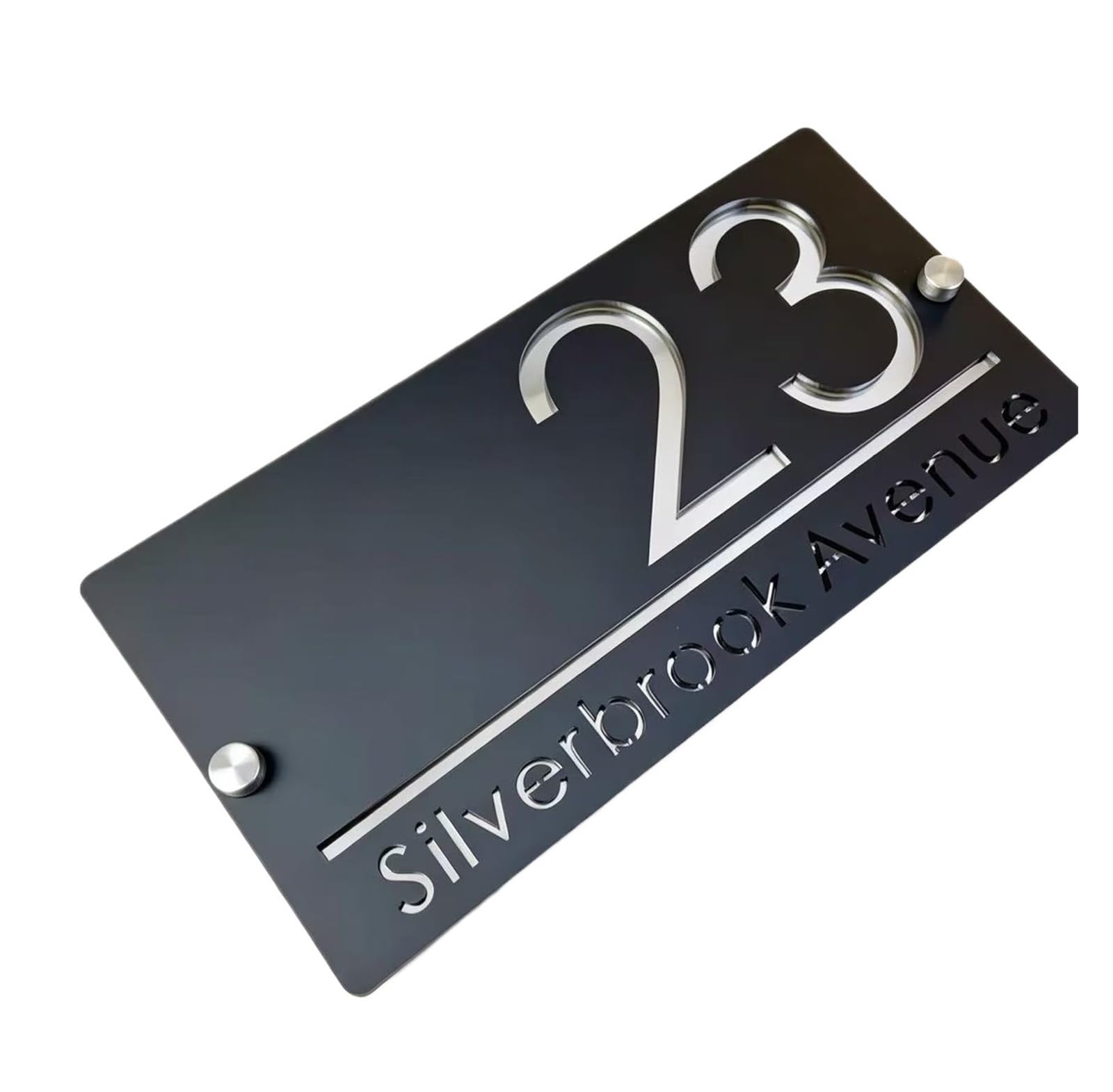 1 Targa Moderna Con Numero Civico, Targhe Da Parete for Esterni, Indirizzo In Acrilico, Regali for Ville E Appartamenti(Blackwithsilvertext,18x35)