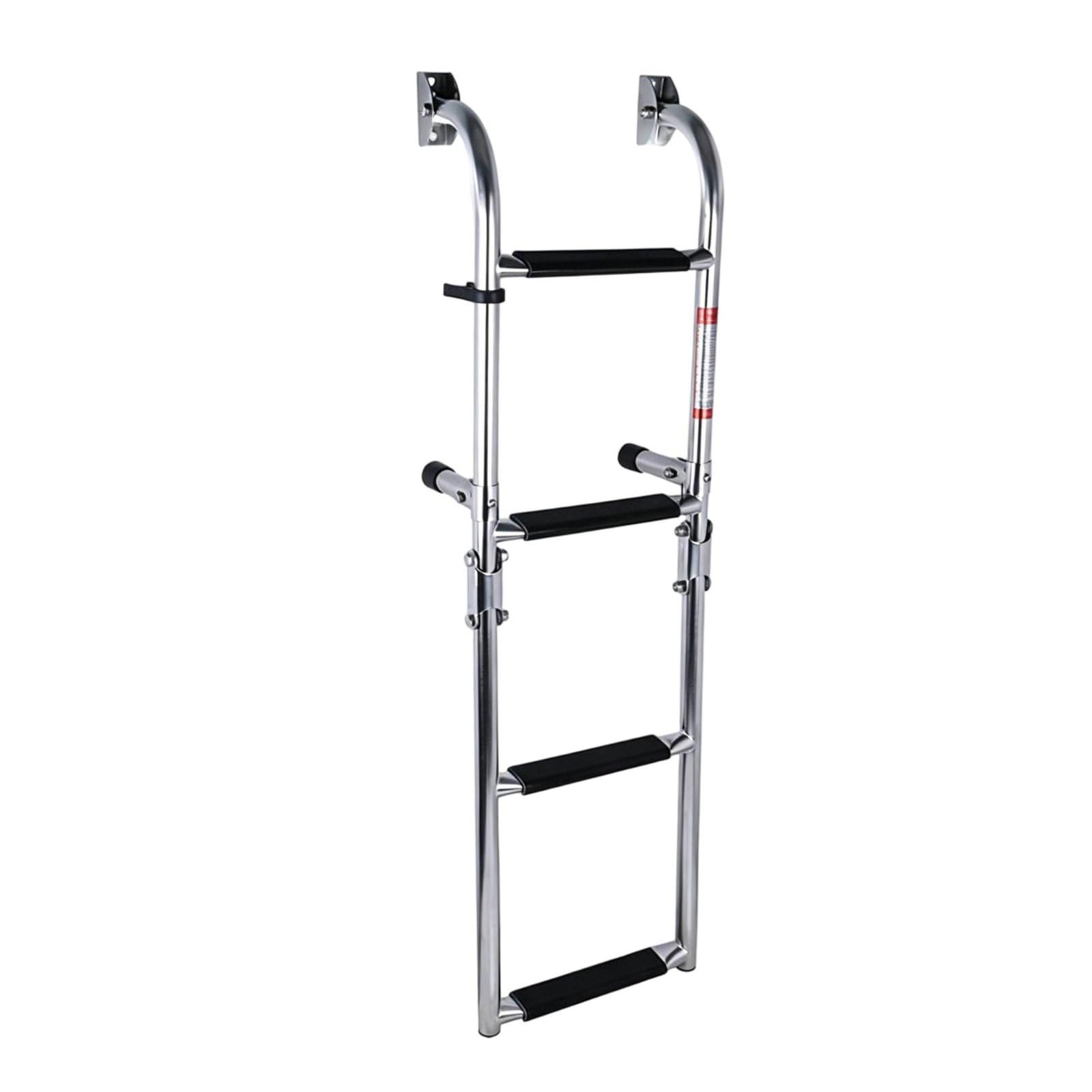 MERIGLARE Échelle Marine Pliable Échelle Bateau Échelle de Pont Échelle de Bain en Acier Inoxydable Montage Latéral Repliable avec Marches Confort et Accès, Échelle Télescopique À 4 Marches