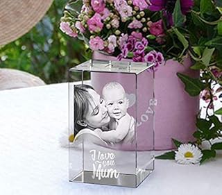 Personalized Laser Engraved Photo Glass Block, Custom Etch Crystal Paperweight as Birthday Gift, Mothers Day Gift, Couples Gift or a Gift for Her