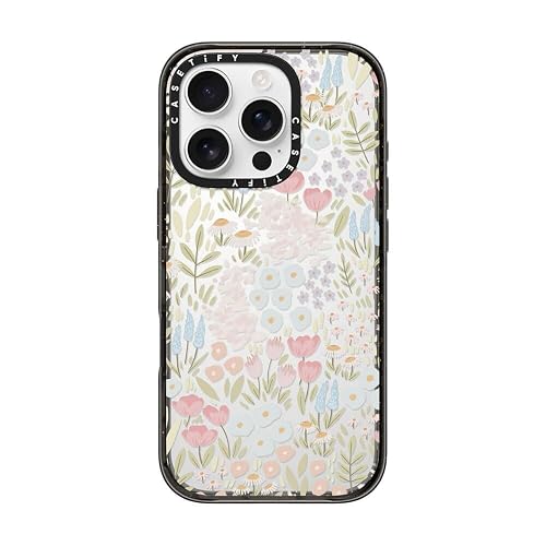 CASETiFY Impact Case for iPhone 16 Pro [Slim / 8.2 ft. 4X Military Grade Drop Protection/Wireless Charging Compatible] - Eleanor - Clear Black