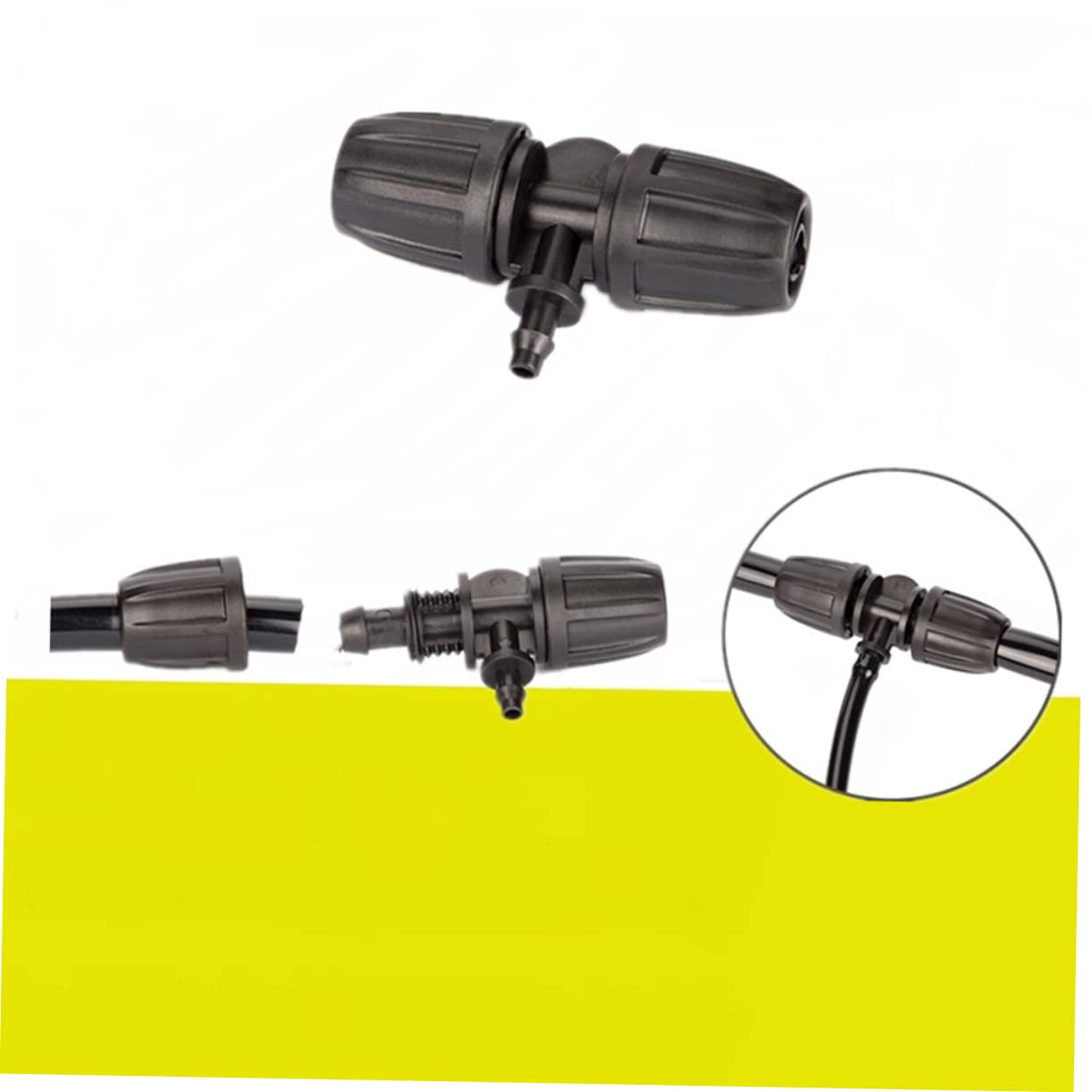 Abaodam Raccord Tuyau D'arrosage 16mm, Adaptateur de Tube en Plastique Noir, Lot de 50 pour Micro-Tube D'irrigation, Jardin et Horticulture