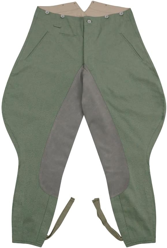 第二次世界大戦 ドイツ軍 警察 将校用 まだらの緑 騎兵乗馬ズボン-5XL