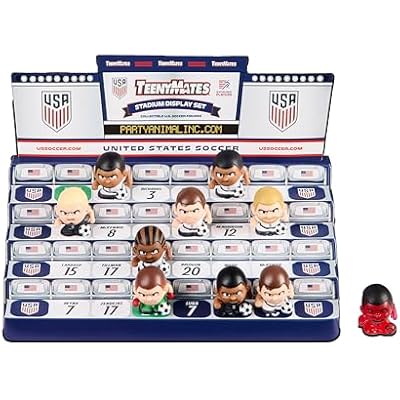 TeenyMates USA Men's Soccer Action Figures Gift Set, Licensed Collectors Tin and 3 TeenyMates Packs (6 Figures Total)