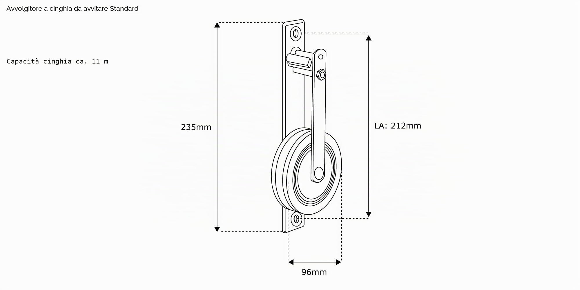 jarolift Avvolgitore Standard a Vite per Cinghia Tapparelle di Lunghezza 11 m e Larghezza 23 mm, in Acciaio Nichelato Lucido