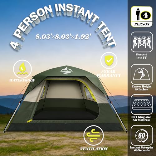 Mimajor 4 Person Instant Camping Tent