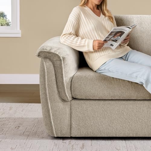 Image of CHITA Extra Large Sectional Couches for Living Room, Cloud Modular Sectional Sofa, Mid Century Modern 3 Seater Couch, Chenille in Taupe