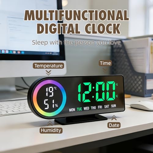 Reloj de escritorio rectangular negro AuraSync ideal para tu mesita 6