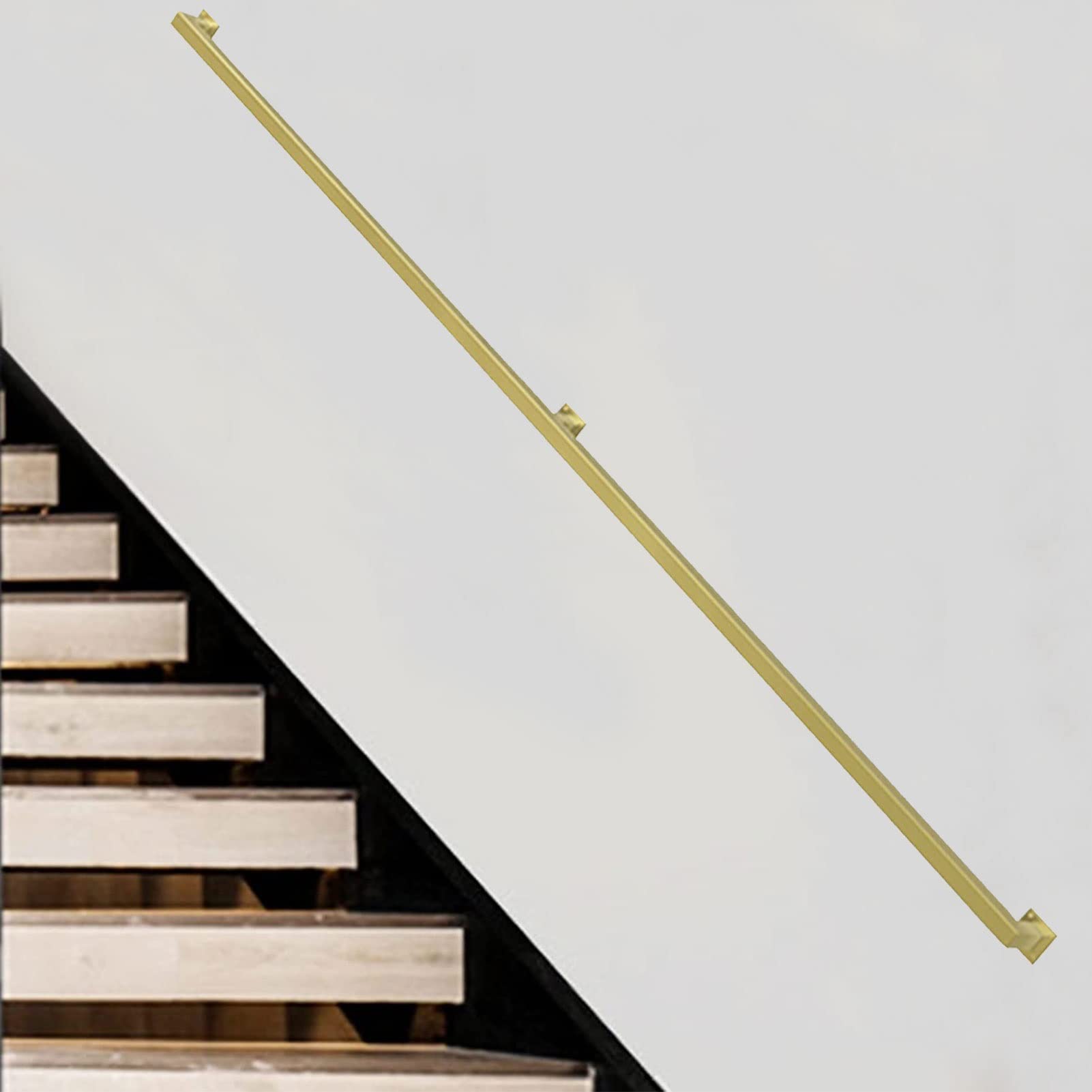Attrex One Color Metal Wrought Iron Grab Rail,Modern Gold Banister Handrail For Stairs Indoor And Outdoor, Safety Support Bar Wall Mounted Staircase Hand Rails - Complete Kit(17Ft/510Cm)