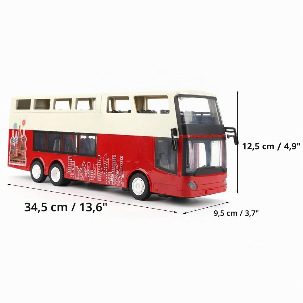 Bus Spielzeug, 1:18 Fernbedienung Doppeldecker Sightseeing Bus Wiederaufladbares Modell mit Niedlichen Aufklebern
