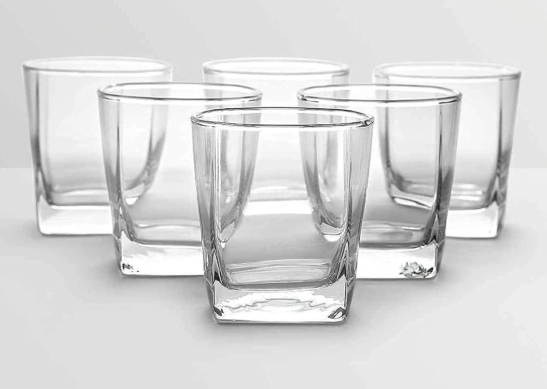 Shivaaro Crystal Clear Small Square Juice Water Glasses Welcome Drink with Beautiful Square Shape (150 ML) (Set of 6) 4
