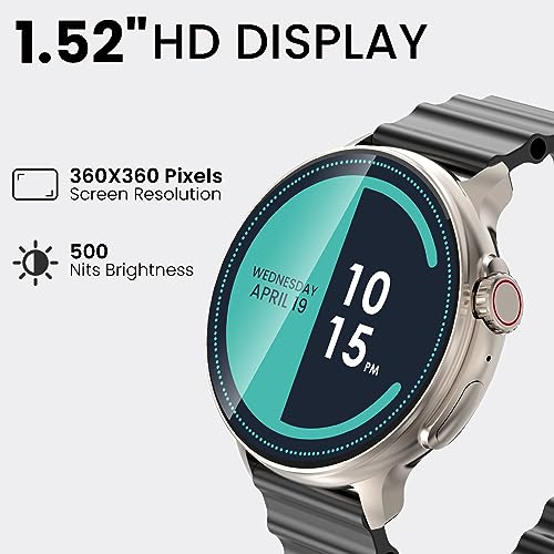 Image of CELLECOR A5 PRO DISC 1.52 inch HD Display- BT Calling Smartwatch, 500 NITS, AI Voice Assistant, with 120+ Sports Modes, SpO2, HR, IP68, Camera Control - Golden Black