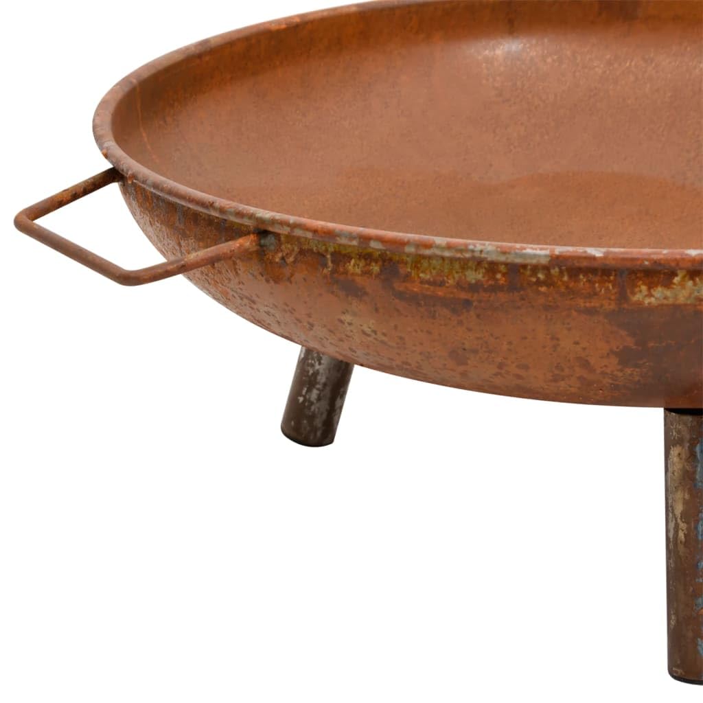Ognisko Ogniska, Duża Stalowa Stalowa Stalowa Miska Ognia, 67,5 X 58 X 22,5 Cm, Rustykalna Powłoka, Przenośna z Uchwytami, Kompatybilna z Grilla Grilla, do Ogrodu lub Patio