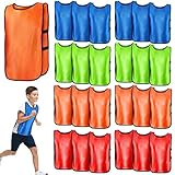 24 Pieces Team Pinnies Jerseys for Kids Youth Scrimmage Training Game Soccer Vest, 4 Colors 4 Teams Pinnies for Children Youth Game Sports Basketball, Soccer, Football, Volleyball