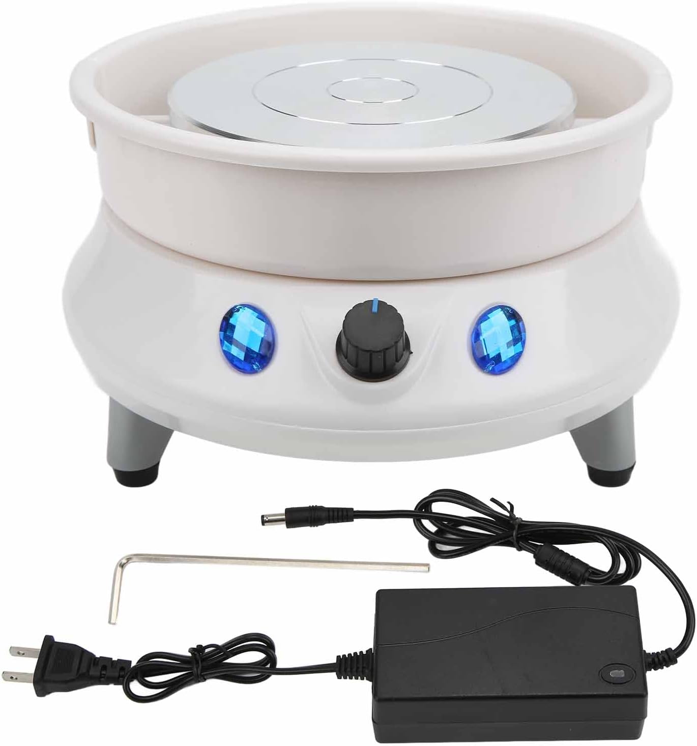 Cryfokt Pottery Wheel, 0 to 200 RPM, 8.7in X 5.5in Quiet Ceramic Wheel Forming Machine 5.9in Turntable Diamete, Removable for DIY Pottery, School Teaching and Home Use (US110-240V)