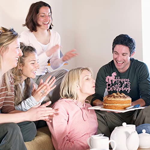 Unicorn Happy Birthday Cake Topper - Pink Glitter Children Baby And Girl Birthday Cake Topper - 1St Birthday Party Decoration Supplies #TOP6