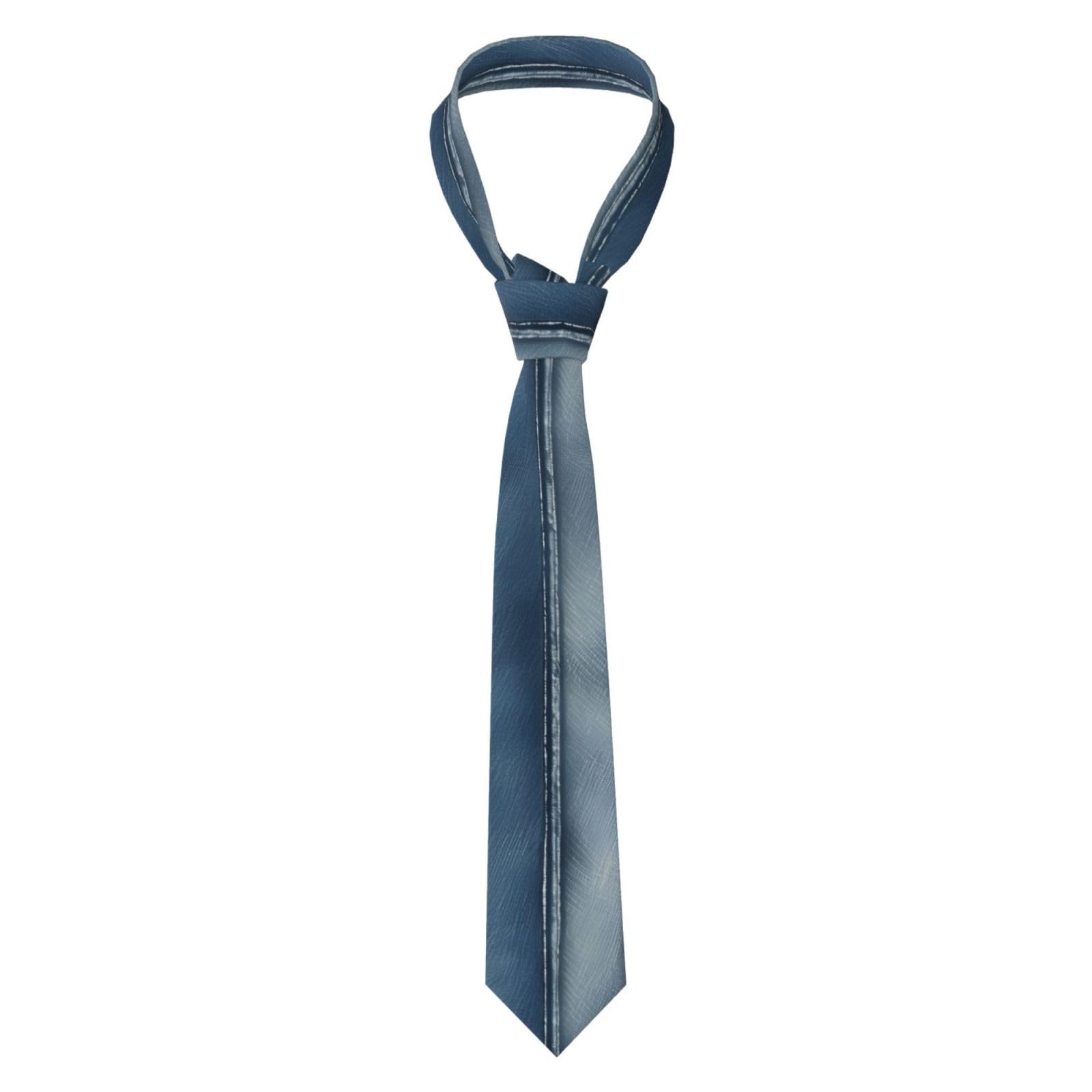 Oudrspo Men's As Pic Gradient Blue Denim Tie For Silk Extra Long Tie Necktie For Business And Wedding Necktie For