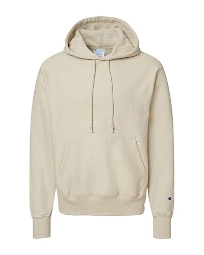 Champion Mens Reverse Weave Hooded Sweatshirt, XL, Sand
