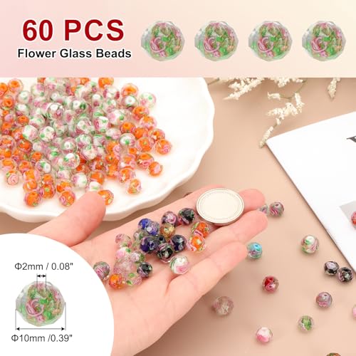 Perles de verre fleur 10mm perles rondes florales sable doré espaceurs facettés bijoux collier - 3