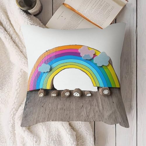 Fundas de almohada arcoíris para sofá y dormitorio que transforman tu sala de estar moderna 5