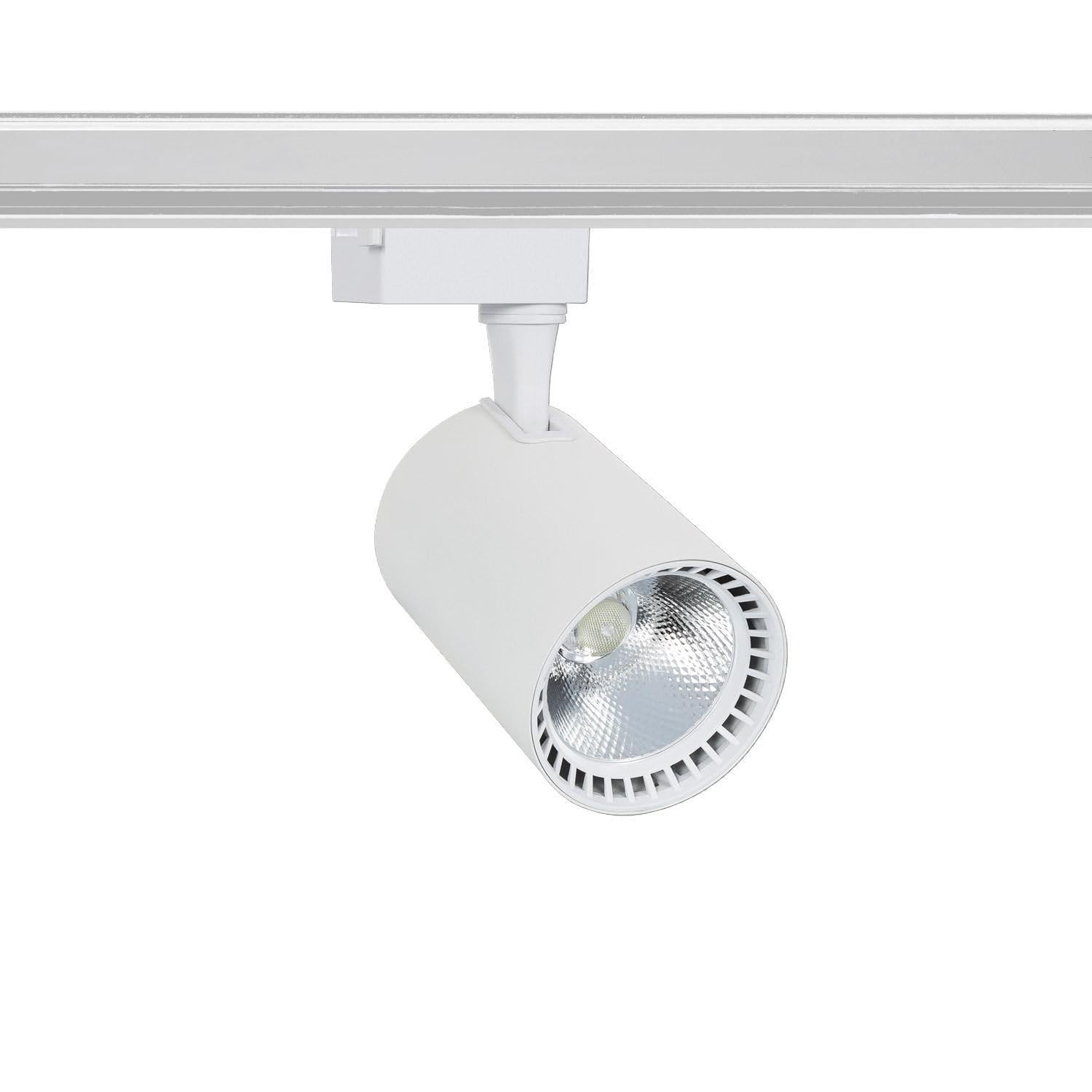 LEDKIA LIGHTING - Spot LED sur Rail Monophasé 40W | Éclairage Polyvalent et Orientable | Technologie COB | Usage Tertiaire | 2800 lm, Blanc Chaud 3000K, Polycarbonate