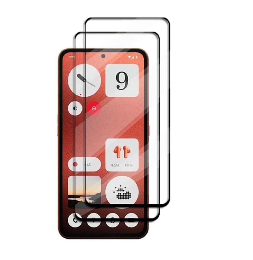 Muzz Nothing CMF Phone 1 5G 2024 Screen Protector, 2 Pack, 5D Black, 9H Hardness, 3D Curved Edge, Anti-Scratch, Anti-Fingerprint, Bubble Free, Tempered Glass