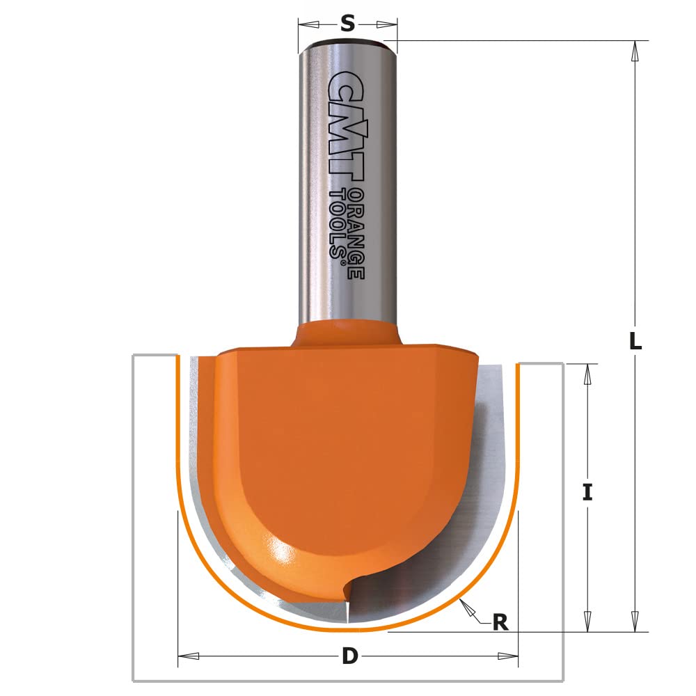 CMT ORANGE TOOLS 914.880.11 - HOHLKEHLFRÄSER HM S=12 D=38,1X31,75 R=19,05