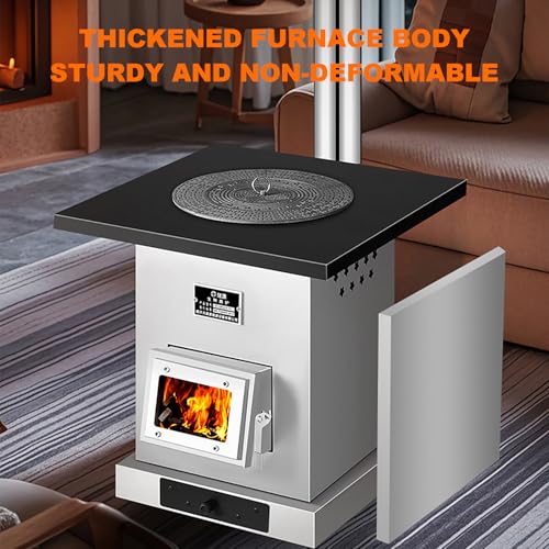 Gesaides Stufa A Pellet, Stufa A Legna Portatile Per Esterni, Per Cucinare, Stufa Da Tenda Calda Con Struttura In Ghisa Ispessita, Tubi Del Camino Inclusi, Stufa A Legna Per Riscaldamento Da Interni - 4