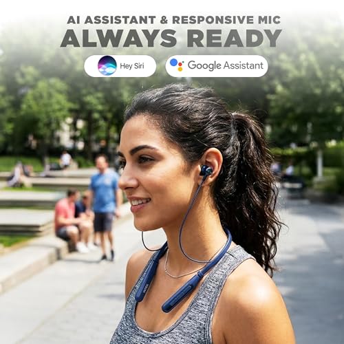 Image of Intex NeckPro Vibe Wireless Neckband Earphones with 30H Playtime | Bluetooth v5.3, AI Assistant | Magnetic Earbuds, Type-C Fast Charging | Deep Bass & HD Mic for Calling - Blue