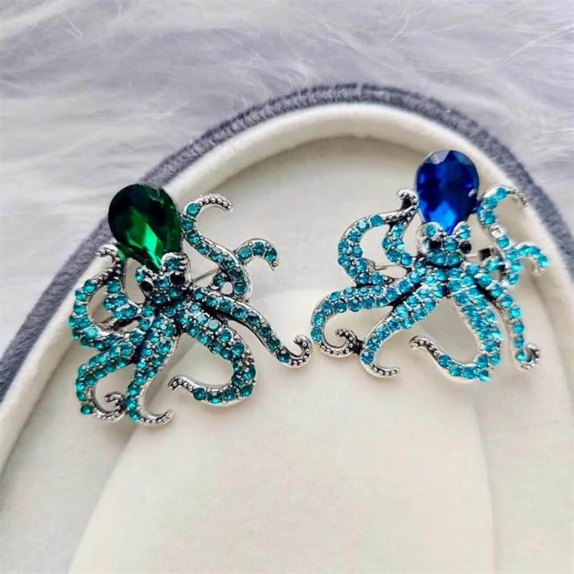 Crystal Octopus Brooch, Ocean-Inspired Statement Pin