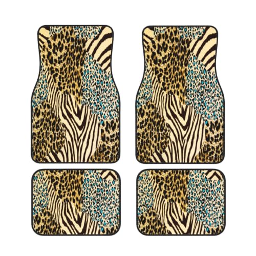 Alfombrillas para vehículo de neopreno con estampados de tigre y cebra juego completo