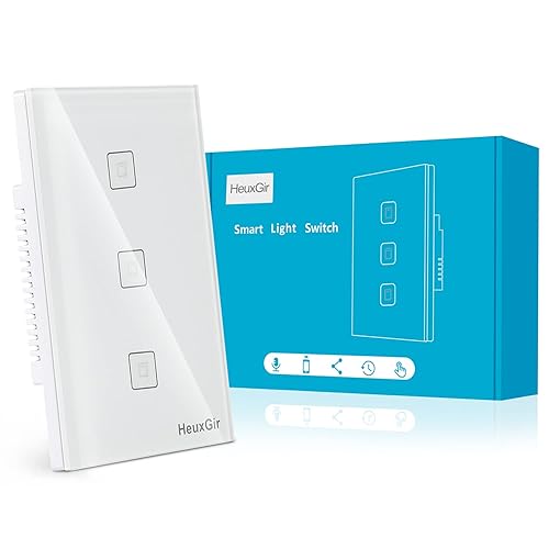 HeuxGir Interruptor de luz inteligente WiFi, interruptor de luz de panel de vidrio funciona con la aplicación Smart LifeTuya, interruptor