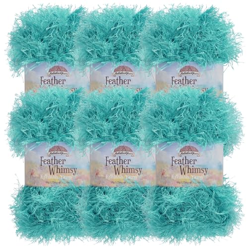JubileeYarn Feather Whimsy Eyelash Yarn - Teal - 6 Skeins
