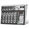 6 Channel Audio Interface Sound Board Mixing Console 16-Bit DSP DJ Mixer Audio Reverb Effect +48V Phantom Bluetooth Studio Audio Mixer For Karaoke Studio Streaming Recording