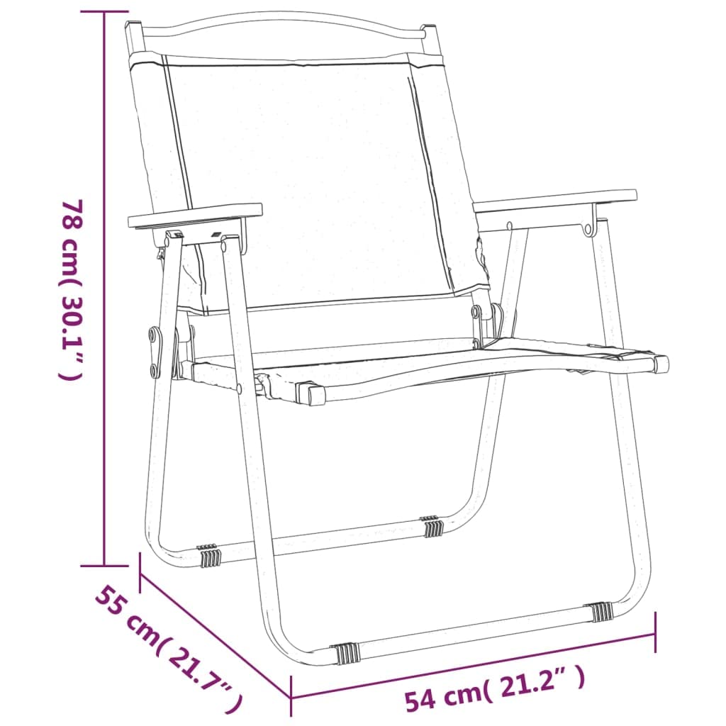 Campingstühle 2 STK Schwarz 54x55x78 cm Oxford-Gewebe klappbar mit Armlehne und Rückenlehne, wetterfest und leicht, ideal als Gartenstuhl, Balkonstuhl