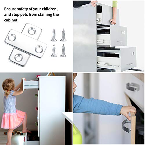 6 Stück Ultradünne Türmagnete, Magnetverschluss, magnetische Türverschlüsse für Schränke, Edelstahl Schrankverschlüsse für Schiebetüren, Küche, Fenster, Schrank - Silber