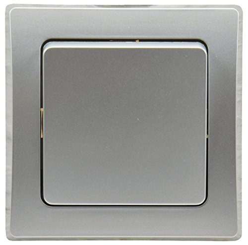 DELPHI Wechsel-Schalter Lichtschalter 230V Unterputz mit 1-fach Rahmen kombinierbar mit Mehrfachrahmen Silber Grau