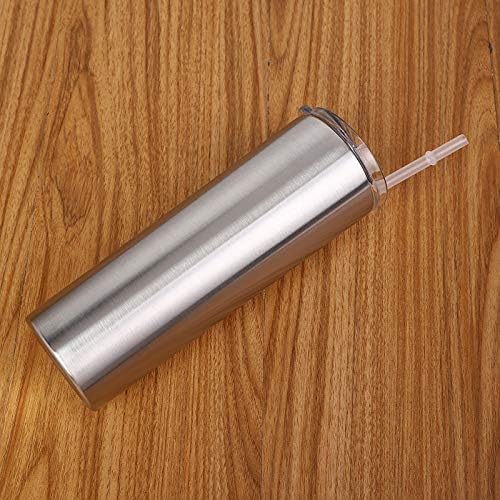 Double Wall 18/8 Stainless Steel Vacuum slim skinny tumbler with straw and lid, insulated travel mug keeping beverage cold and warm (Stainless steel, 20oz) - Image 7