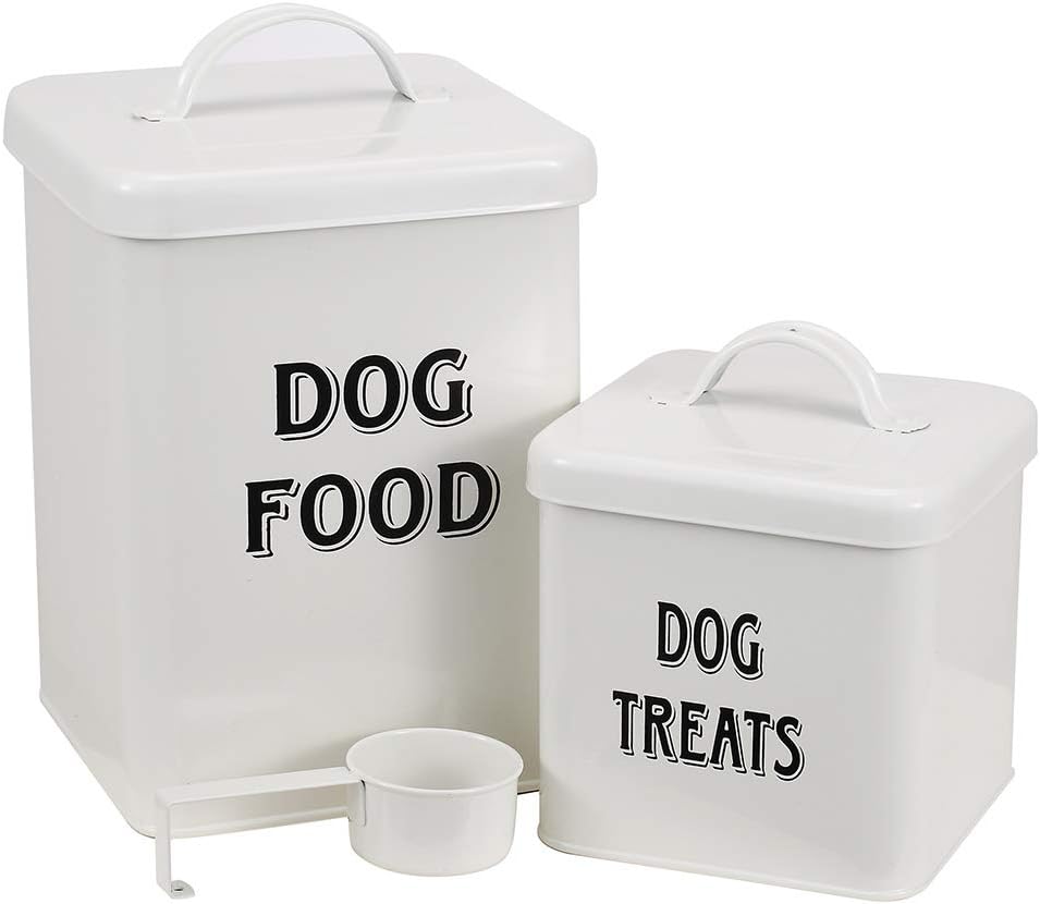 Pet Supplies : Morezi Dog Food Storage Container Farmhouse Pet Food Treats holder with Lid and Scoop, Perfect Sturdy Canister Tins for Kitchen Countertop, Shelf, Great Gift for Pet Owners - Dog Food : 