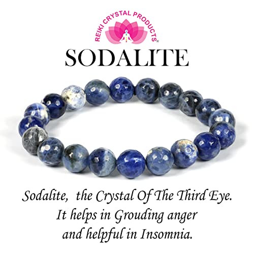 Image of Reiki Crystal Products Certified Natural Crystal Stone Diamond Cut /Faceted 10 mm Beads Bracelet for Men & Women | Reiki Charged Gemstone Jewellery | Multiple Stone Variants Available