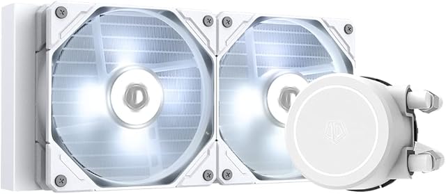 ID-COOLING FROSTFLOW X 240 SNOW CPU Water Cooler AIO Cooler 240mm CPU Liquid Cooler White LED 2x120mm PWM Fans, Intel 1200/115X, AMD AM4