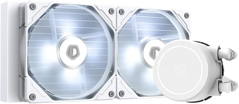 ID-COOLING FROSTFLOW X 240 Snow 240mm AIO CPU Cooler, Intel & AMD | White LED pump, 2×120mm PWM fans, supports Intel LGA1700/1200/115X and AMD AM5/AM4.