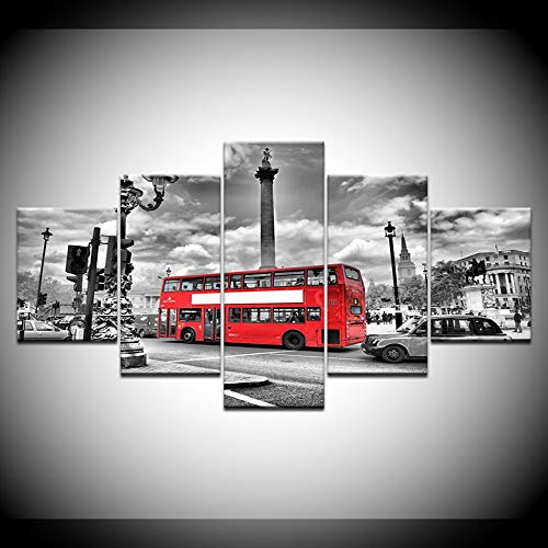 Impression sur toile bus rouge de Londres tableau mural modulaire haut de gamme - 2