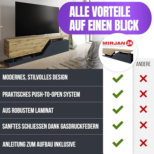Lowboard Mirjan24 Nesezi TV mit grifflosem Öffnen und 2 Klappen