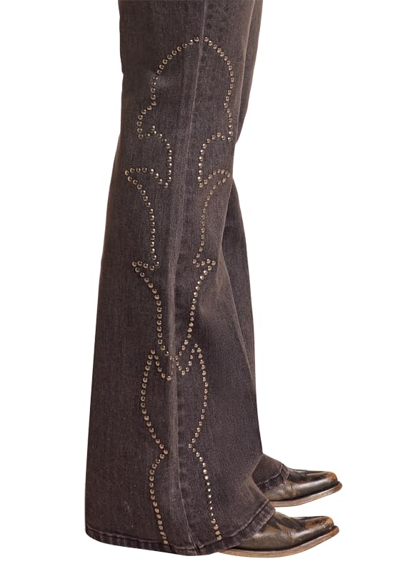 Rock & Roll Denim Women's West Desperado High Rise Studded Flare Jeans4
