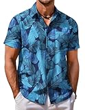 COOFANDY Mens Summer Shirt Button Up Short Sleeve Hawaii Shirt Printed Vacation Beach